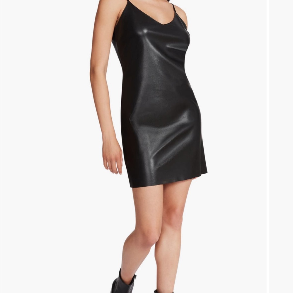 Steve Madden Black Faux Leather Mini Dress